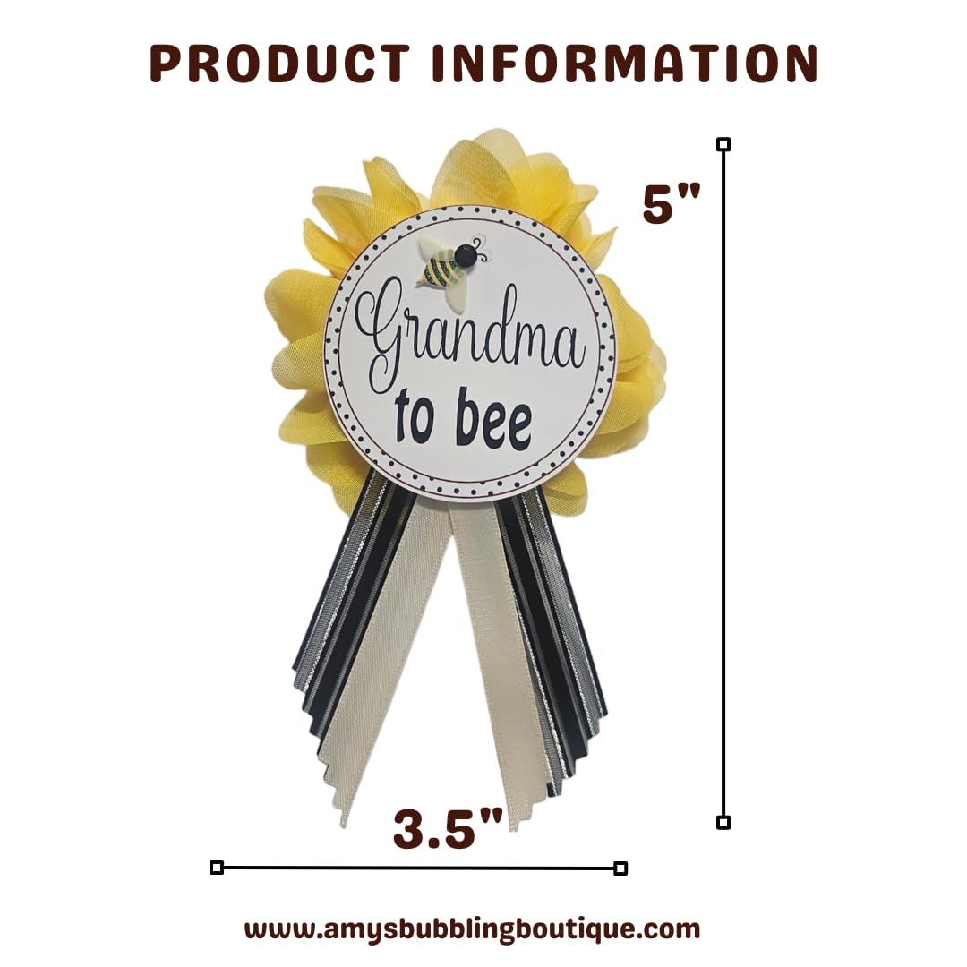 Grandma to Be Pin Bee Baby Shower Badge Corsage Yellow Flower & Black Ribbon pin for Nona to wear Sprinkle Bumble