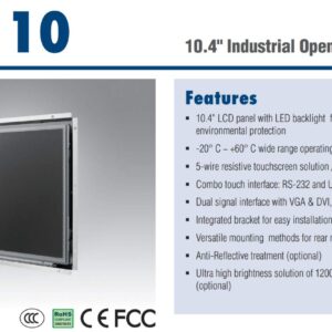 (DMC Taiwan) 10.4 inches 800 X 600, VGA/DVI Interface, Ultra Slim Touch Open Frame Monitor