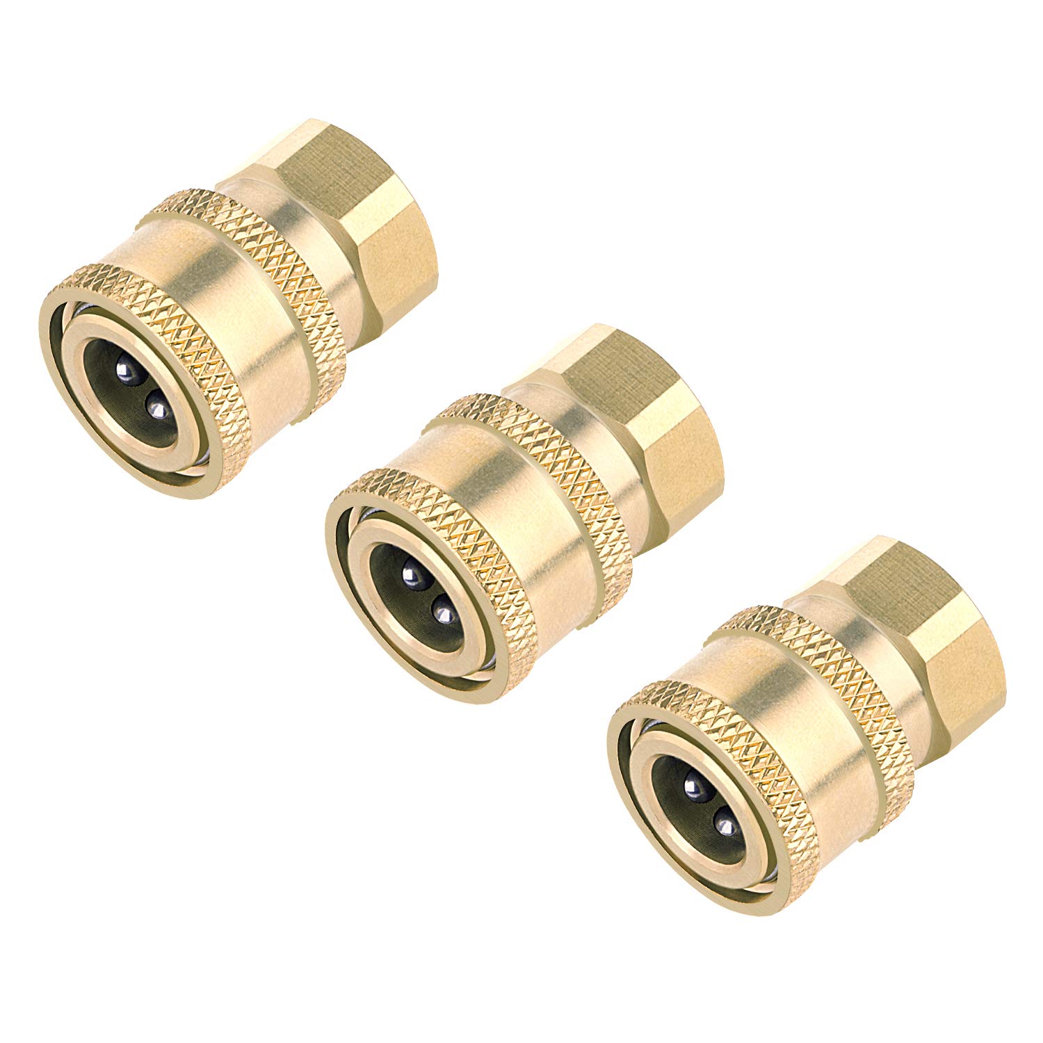 Awpeye 3 Pack Pressure Washer Coupler, Brass Fittings, 1/4 Inch Quick Connect to Female NPT