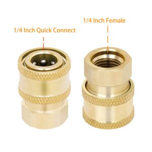 Awpeye 3 Pack Pressure Washer Coupler, Brass Fittings, 1/4 Inch Quick Connect to Female NPT