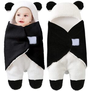 tianhaik newborn baby receiving blanket wearable cute panda swaddle blanket fleece sleeping bag(panda,0-12 months)