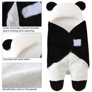 Tianhaik Newborn Baby Receiving Blanket Wearable Cute Panda Swaddle Blanket Fleece Sleeping Bag(Panda,0-12 Months)