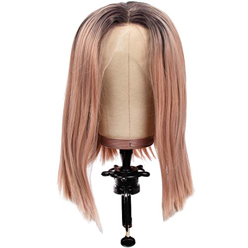 BHD BEAUTY Cork Canvas Block Mannequin Head Wig Display Styling With Mount Hole 22"(Canvas Head+Head Stand+T Pins+C Needles+Wig Caps+Thread +Clips)