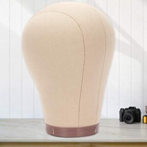 BHD BEAUTY Cork Canvas Block Mannequin Head Wig Display Styling With Mount Hole 22"(Canvas Head+Head Stand+T Pins+C Needles+Wig Caps+Thread +Clips)