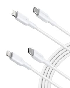 anker usb c to lightning cable [6ft, 2-pack mfi certified] powerline ii for iphone 13 13 pro 12 11 x xs xr 8 plus airpods pro, supports power delivery (white)