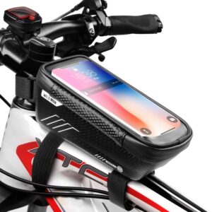 wild man bike phone mount bag, bike accessories, waterproof bike phone holder, mountain bike accessories for adult bikes with 3d hard eva, tpu touch screen for phones under 6.5”