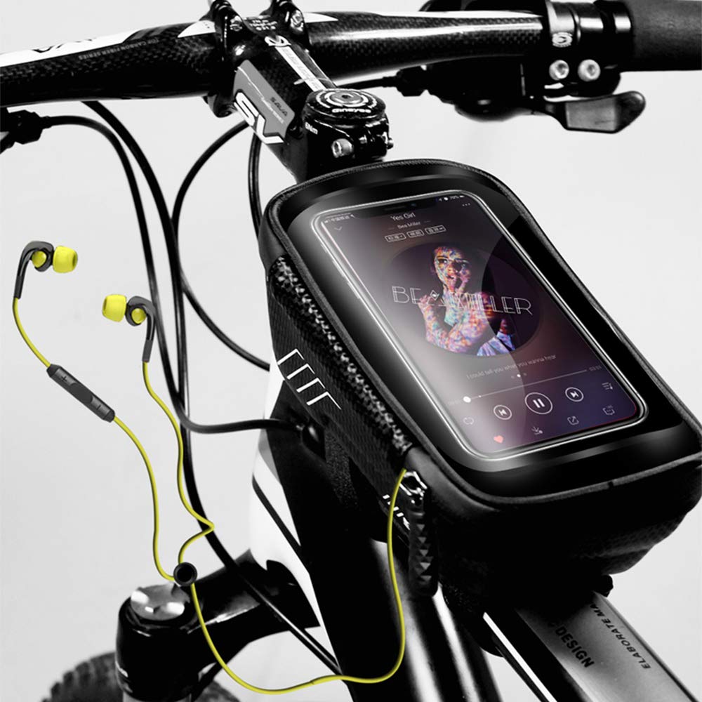 WILD MAN Bike Phone Mount Bag, Bike Accessories, Waterproof Bike Phone Holder, Mountain Bike Accessories for Adult Bikes with 3D Hard EVA, TPU Touch Screen for Phones Under 6.5”