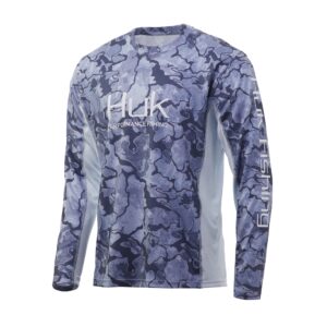 huk men's standard icon x camo long sleeve performance fishing shirt, erie, x-large