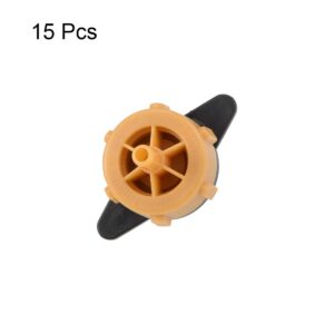 uxcell Pressure Compensating Dripper 0.5 GPH 2L/H Emitter for Garden Lawn Drip Irrigation with Barbed Hose Connector, Plastic Black Orange 15pcs