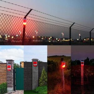 Keeda Solar Warning Light Sensitive Strobe Security Alerts LED Warning Lamp Solar Motion Sensor Alarm Yard Day Mode + Night Mode