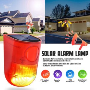 Keeda Solar Warning Light Sensitive Strobe Security Alerts LED Warning Lamp Solar Motion Sensor Alarm Yard Day Mode + Night Mode