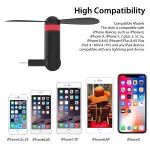 XNMBCRE Genuie Fan for iPhone(2 packs), Mini Fan with 180 Rotating, Strong Wind, Lightweight Compatible for iPhone, iPad, iPod and Any Lighting Devices. Upgraded Version (Black and Rose Red)