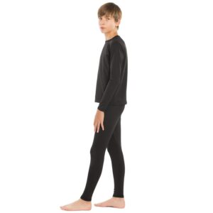 ViCherub Thermal Underwear Set for Boys Long Johns Fleece Lined Kids Base Layer Thermals Sets Boy Black M