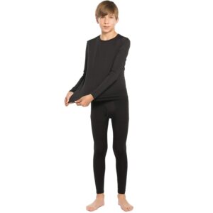 ViCherub Thermal Underwear Set for Boys Long Johns Fleece Lined Kids Base Layer Thermals Sets Boy Black M