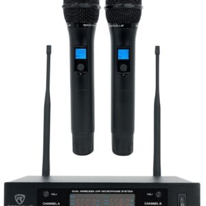 Rockville Power GIG RPG-122K All In One DJ/PA Package (2) 12" DJ/PA Speakers 1000 Watts Peak Power/250 Watts RMS with Built in Bluetooth, USB/SD Player, FM Tuner, Speaker Stands and a Wired Microphone