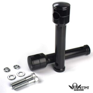 hongk- smooth black straight 8" rise 1" 25mm mount handlebar risers compatible with harley round smooth riser caps