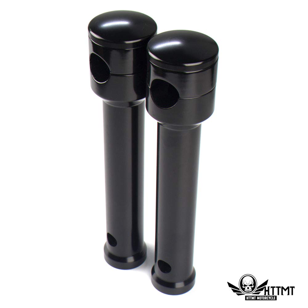 HongK- Smooth Black Straight 8" Rise 1" 25mm Mount Handlebar Risers Compatible With Harley Round Smooth Riser Caps