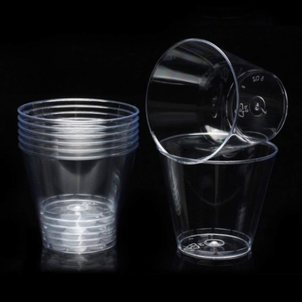 Tebery 200 Pack Small Clear Plastic Tumblers Cups, 5oz Hard Disposable Cups Bulk Plastic Party Punch Cups