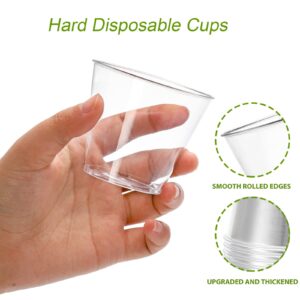 Tebery 200 Pack Small Clear Plastic Tumblers Cups, 5oz Hard Disposable Cups Bulk Plastic Party Punch Cups