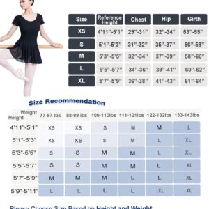 Daydance 3/4 Sleeve Black Teen Girls Ballet Leotards Skirted Dance Costumes for Ballerina