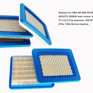 ZLKSKER 5pcs 491588S Lawn Mower Air Filter Replacement for B&S 491588 399959, Air Cleaner