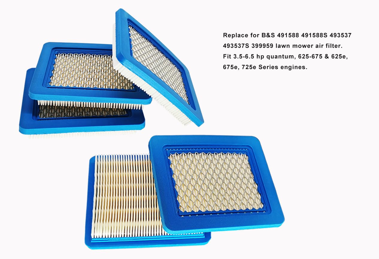 ZLKSKER 5pcs 491588S Lawn Mower Air Filter Replacement for B&S 491588 399959, Air Cleaner