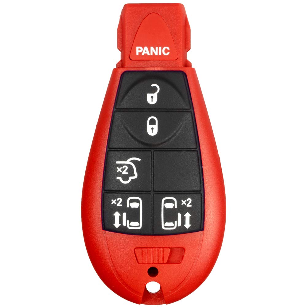 1 New Red Keyless Entry 6 Buttons Remote Start Car Key Fob Fobik Shell / CASE M3N5WY783X, IYZC01C for Town Country Volkswagen Routan Dodge Grand Caravan - (No Electronics or Chip Inside)