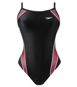 speedo axcel team splice axcelback swimsuit - youth,black/maroon (618),22