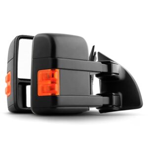 ACANII - Telescoping Manual Non Heat Trailer Towing Mirrors LED Signal Left+Right For 2008-2016 Ford F250~F550 SuperDuty