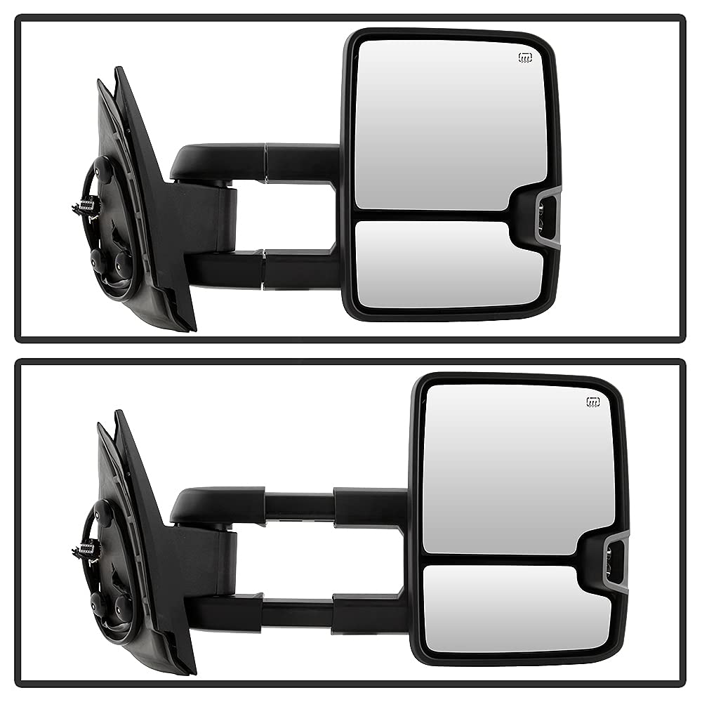 ACANII - [2015 Style] Telescoping Towing Power+Heat+LED Signal Side Mirrors Left+Right For 07-13 Chevy Silverado Sierra