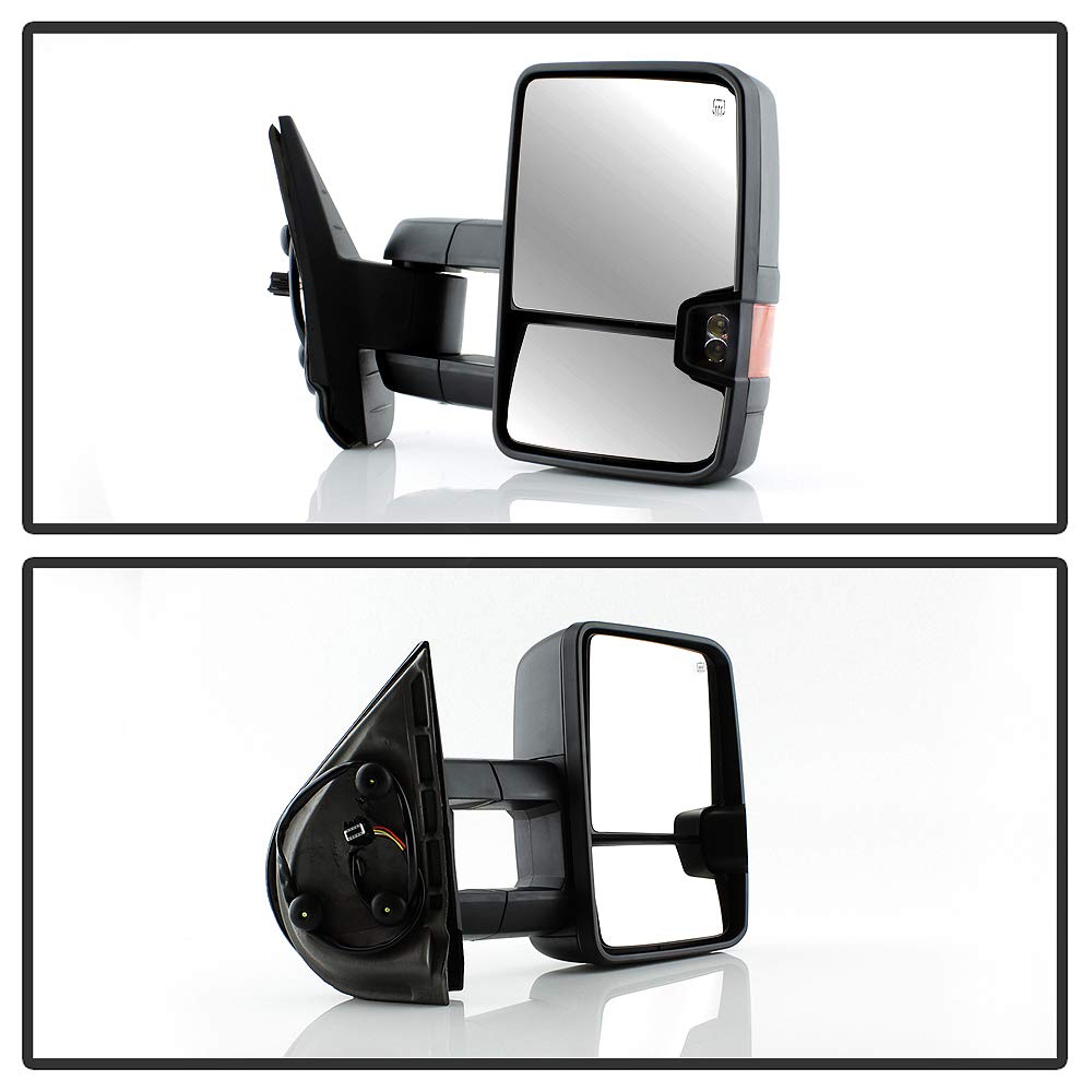 ACANII - [2015 Style] Telescoping Towing Power+Heat+LED Signal Side Mirrors Left+Right For 07-13 Chevy Silverado Sierra