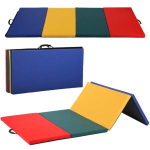 meet perfect gymnastics mat 2” thick folding gym mat tumbling mat exercise mat fitness large home gym mat with carrying handles for mma aerobics stretching yoga core workouts martial arts dancing