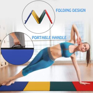 Meet Perfect Gymnastics Mat 2” Thick Folding Gym Mat Tumbling Mat Exercise Mat Fitness Large Home Gym Mat with Carrying Handles for MMA Aerobics Stretching Yoga Core Workouts Martial Arts Dancing