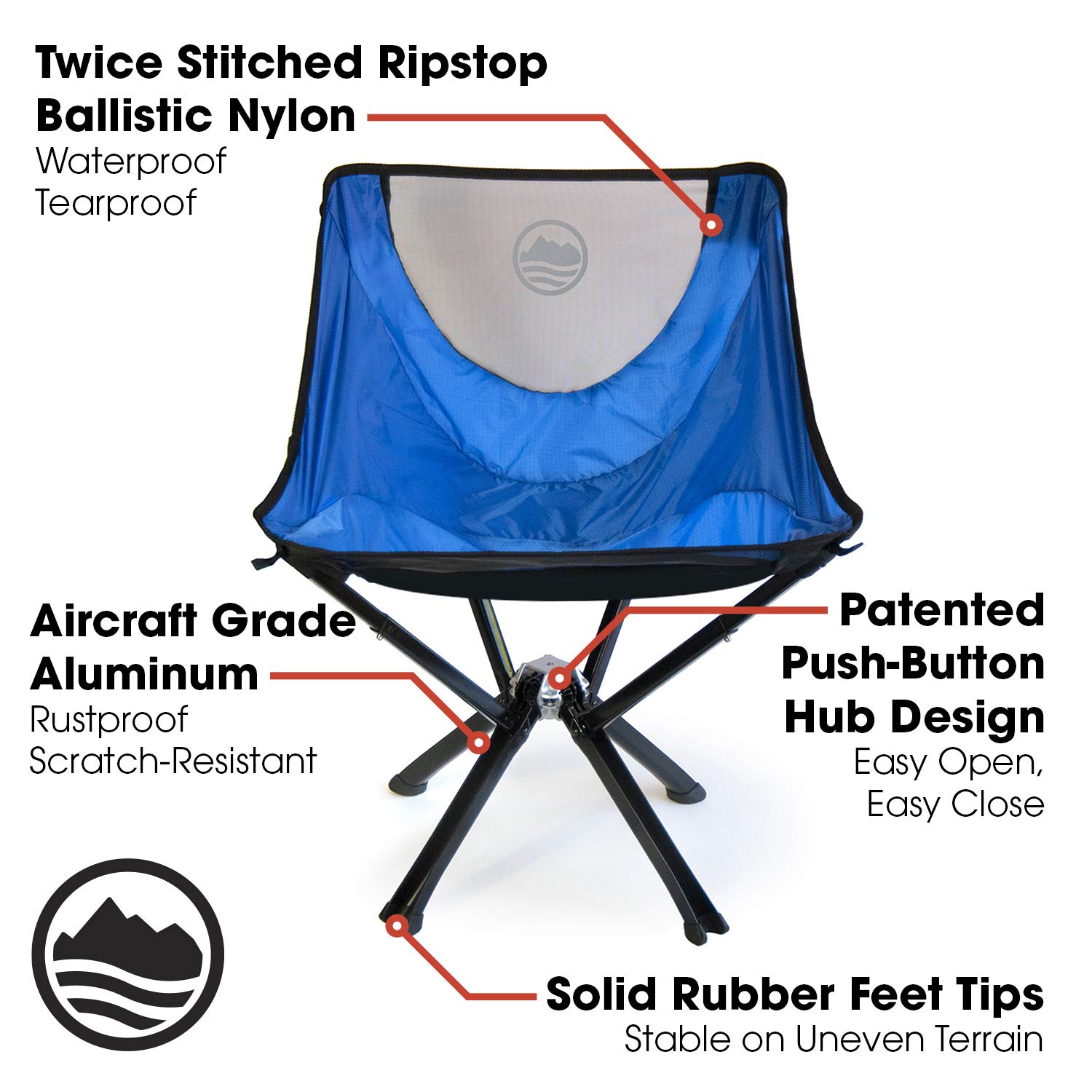 CLIQ Portable Chair Camping Chairs - A Small Collapsible Portable Chair That Goes Every Where Outdoors. Compact Folding Chair for Adults That Sets Up in 5 Seconds | Camping Chair Supports 300 Lbs