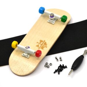 Teak Tuning Prolific Complete Fingerboard with Upgraded Components - Pro Board Shape and Size, Bearing Wheels, Trucks, and Locknuts - 32mm x 97mm Handmade Wooden Board - Everything is Awesome Edition