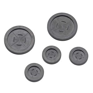 leviton 49605-grm (2) 2" & (3) 1" 5-pack of grommets for structured media center knockouts, black