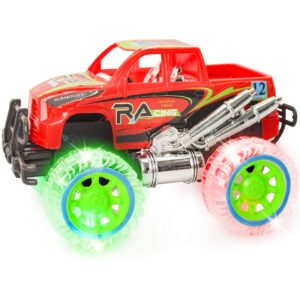 ArtCreativity Light-Up Red Monster Truck with Sounds, 9 Inch Monster Truck with Flashing Wheels and Friction Motor, Push n Go Toy Car, Best Birthday Gift for Boys and Girls Ages 3+