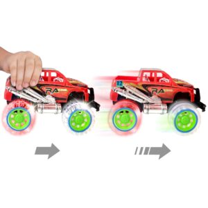 ArtCreativity Light-Up Red Monster Truck with Sounds, 9 Inch Monster Truck with Flashing Wheels and Friction Motor, Push n Go Toy Car, Best Birthday Gift for Boys and Girls Ages 3+