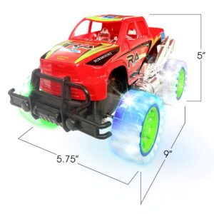 ArtCreativity Light-Up Red Monster Truck with Sounds, 9 Inch Monster Truck with Flashing Wheels and Friction Motor, Push n Go Toy Car, Best Birthday Gift for Boys and Girls Ages 3+