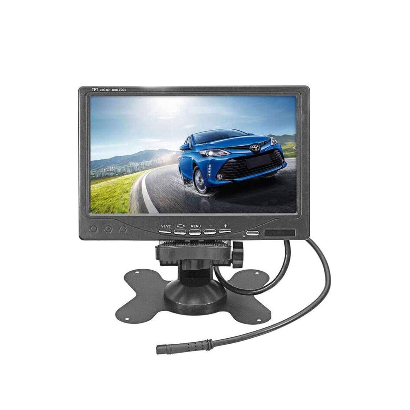 Vehicle On-Dash Backup Monitor, 7" Digital HD Car TFT LCD Color Screen Display with 2 Video Input for Rear View Camera(800x 480)