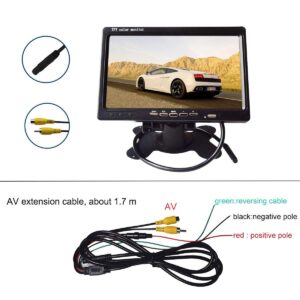 Vehicle On-Dash Backup Monitor, 7" Digital HD Car TFT LCD Color Screen Display with 2 Video Input for Rear View Camera(800x 480)