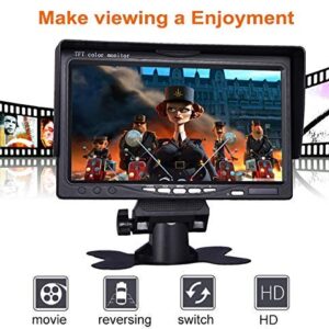 Vehicle On-Dash Backup Monitor, 7" Digital HD Car TFT LCD Color Screen Display with 2 Video Input for Rear View Camera(800x 480)