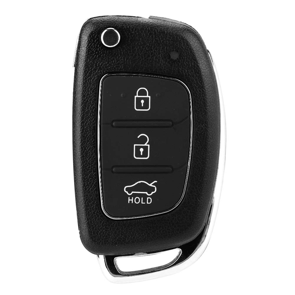 Terisass 3 Buttons Flip Remote Key Fob Case Replacement Car Keyless Intelligent Remote Control Key Fob Shell Case Protective Cover Fit for Hyundai Santa Fe (ix45) 2013 2014 ABS Material