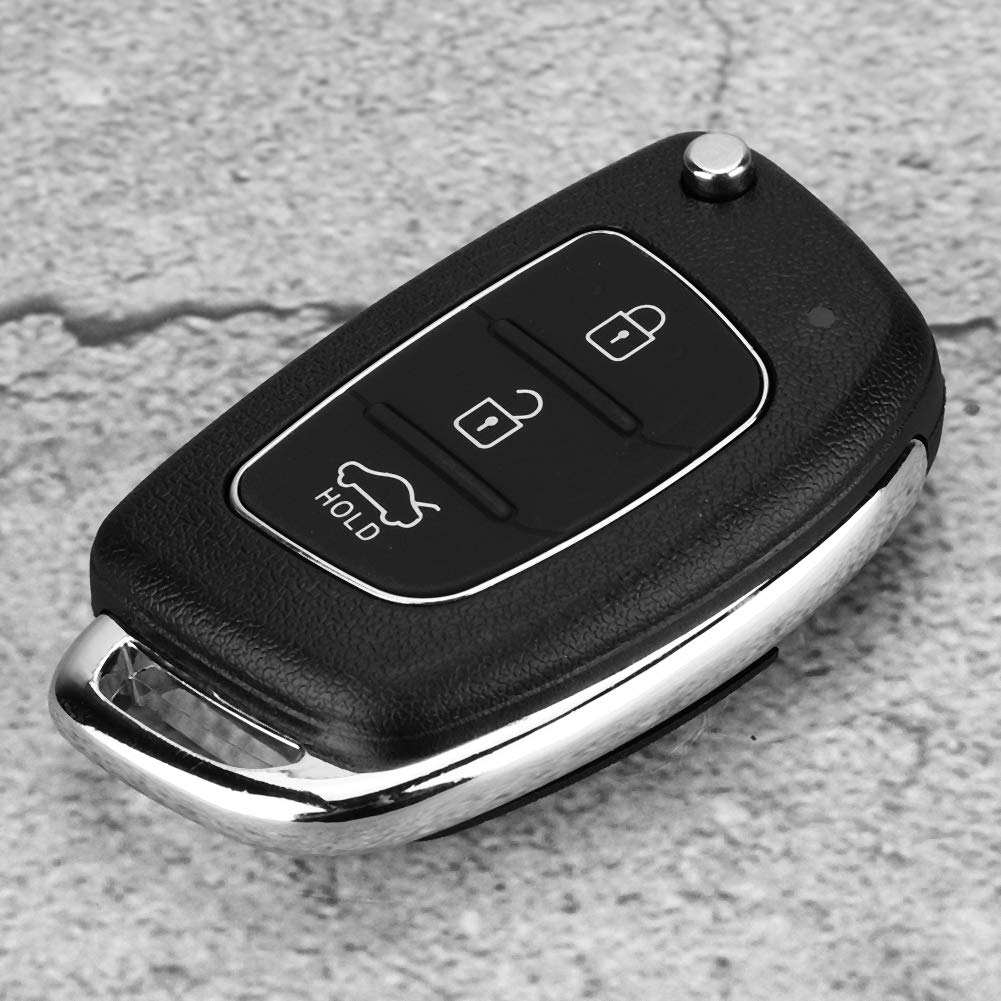 Terisass 3 Buttons Flip Remote Key Fob Case Replacement Car Keyless Intelligent Remote Control Key Fob Shell Case Protective Cover Fit for Hyundai Santa Fe (ix45) 2013 2014 ABS Material