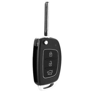 Terisass 3 Buttons Flip Remote Key Fob Case Replacement Car Keyless Intelligent Remote Control Key Fob Shell Case Protective Cover Fit for Hyundai Santa Fe (ix45) 2013 2014 ABS Material