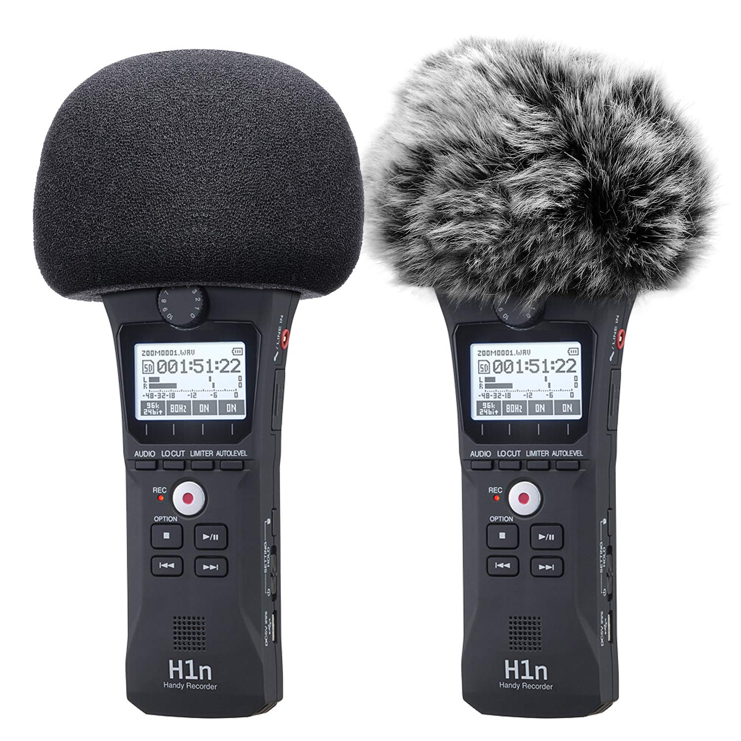 ChromLives Microphone Windscreen, Furry Windscreen Muff Wind Cover + Foam Microphone Windscreen Cover Compatible with Zoom H1 H1n Apogee Mic and More, Furry & Foam 2Pack