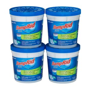 damprid pure linen refillable absorber-10.5oz traps moisture for fresher, cleaner air, 10.5oz cups - 4 pack, blue, 4 count