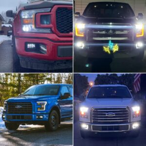 Z-OFFROAD DOT Approved LED Fog Lights for Ford F150 2015-2020, Waterproof Rectangular Bumper Driving Lamp Set Assembly Kit - Black