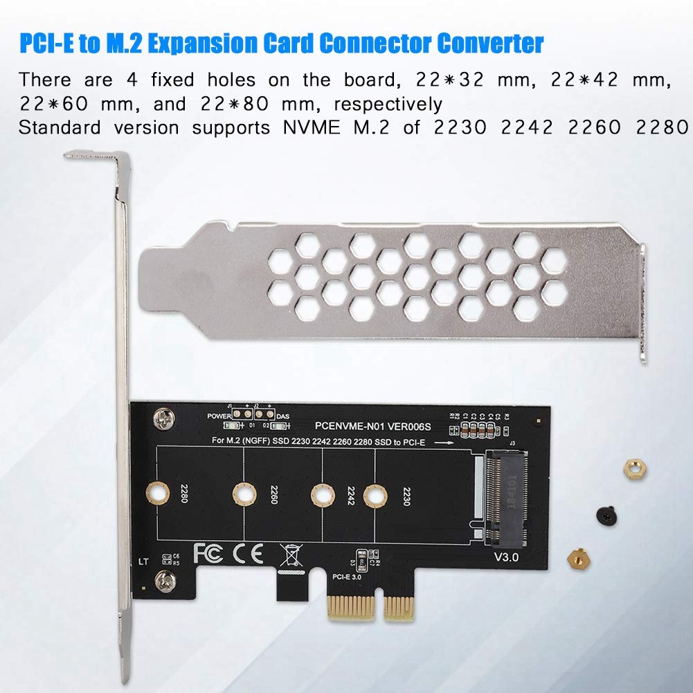 M.2 PCIe PCI E Adapter, M.2 to PCI E3.0 X1 Expansion Card,M2 SSD NGFF NVME (m Key) to PCIe 3.0 x 1 Adapter with Low Profile Bracket for Desktop PCI Express Slot