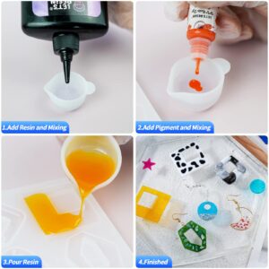 LET'S RESIN 198PCS Resin Jewelry Molds, with 8 Pairs Earring Resin Molds, Resin Earring Molds Silicone for Jewelry, Earring Hooks, Jump Rings, Head/Eye Pins for Resin Jewelry, Pendant